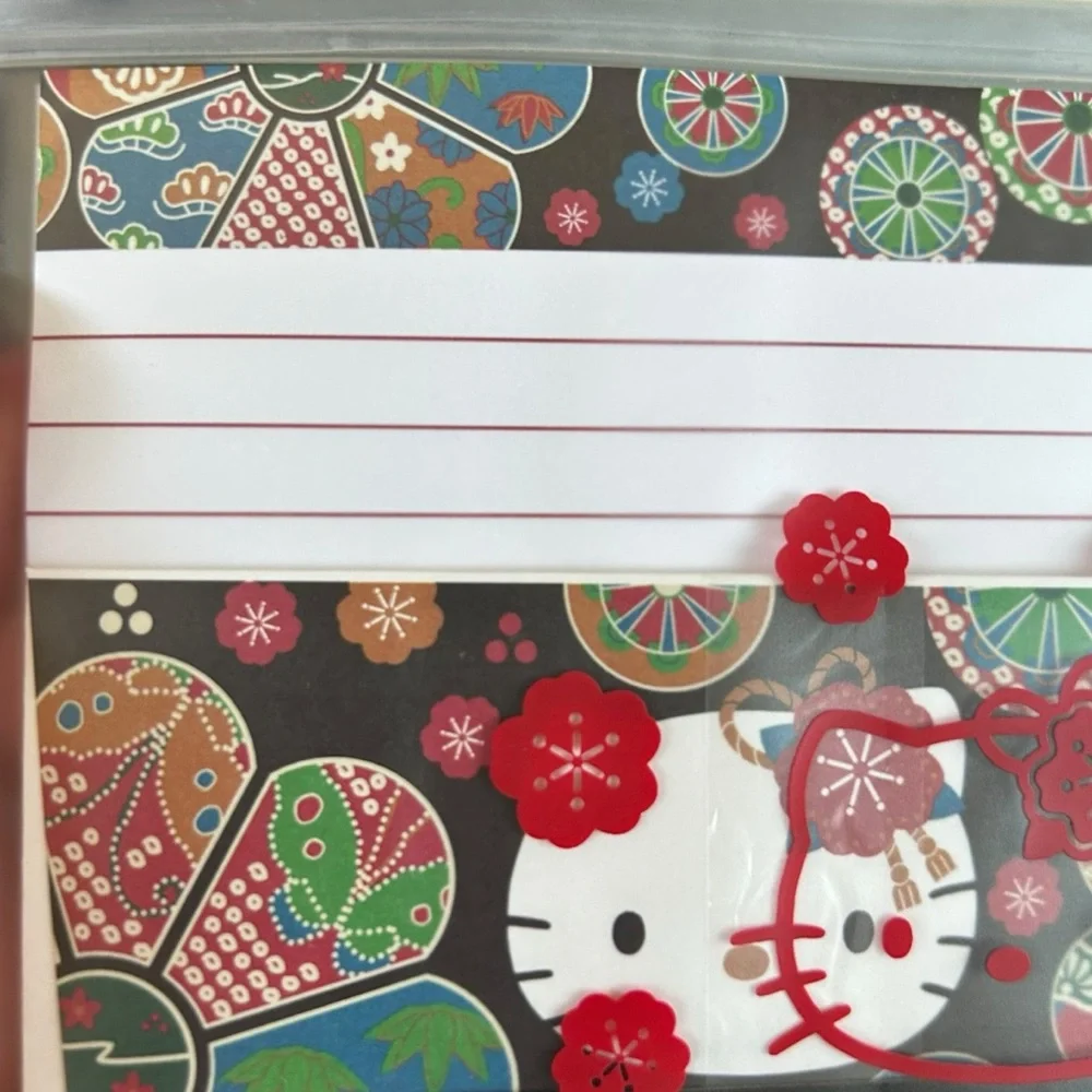Vintage Y2K Hello Kitty Sanrio Japanese Pattern Stationary Set 2000 Kawaii NWT